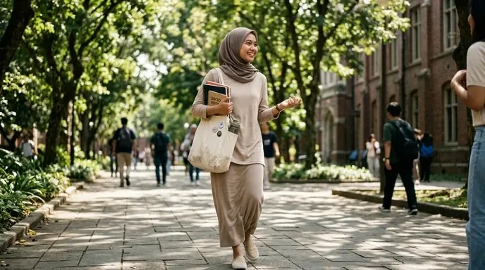 Outfit Hijab Simple untuk Kampus dan Nongkrong