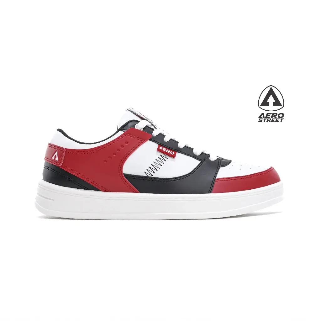 Aerostreet 37-44 Hoops Low 2.0 Putih Merah Hitam - Sepatu Sneakers Casual