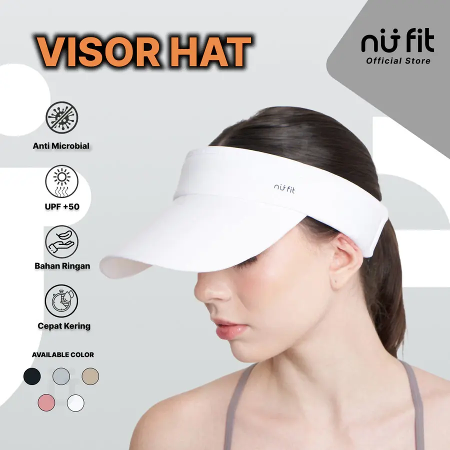 Nu Fit - Topi Olahraga - Topi Visor Hat Wanita Pria Unisex - Topi Tennis Golf Running Sport UV UPF 50++